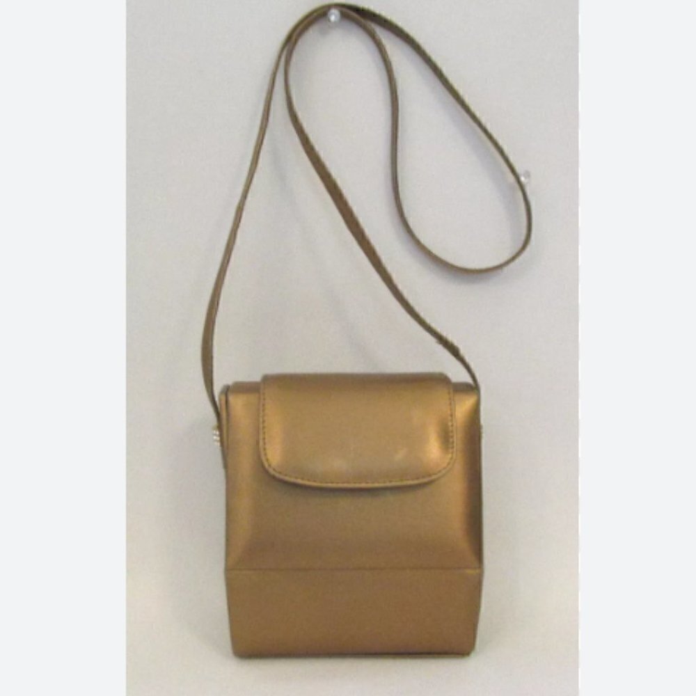 Stuart Weitzman Vintage Golden Sateen Copper Lame Crossbody Bag